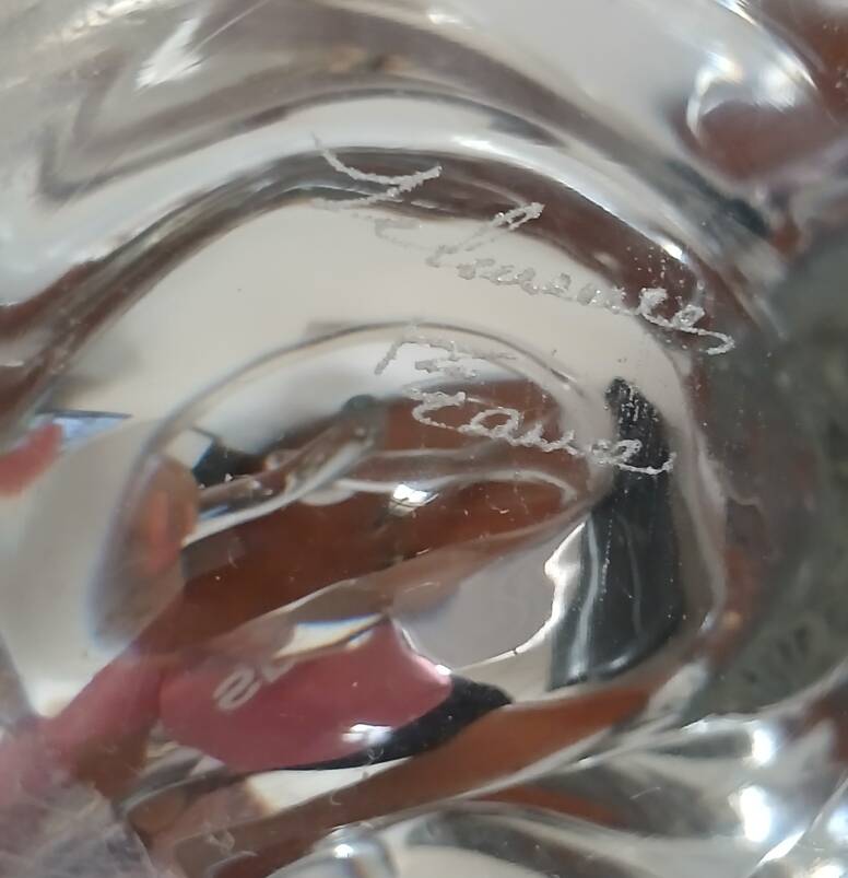 Antique lamp base in Schneider France crystal.