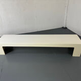 Space Age Modernist White Long Bench, Coffee Table 1970s