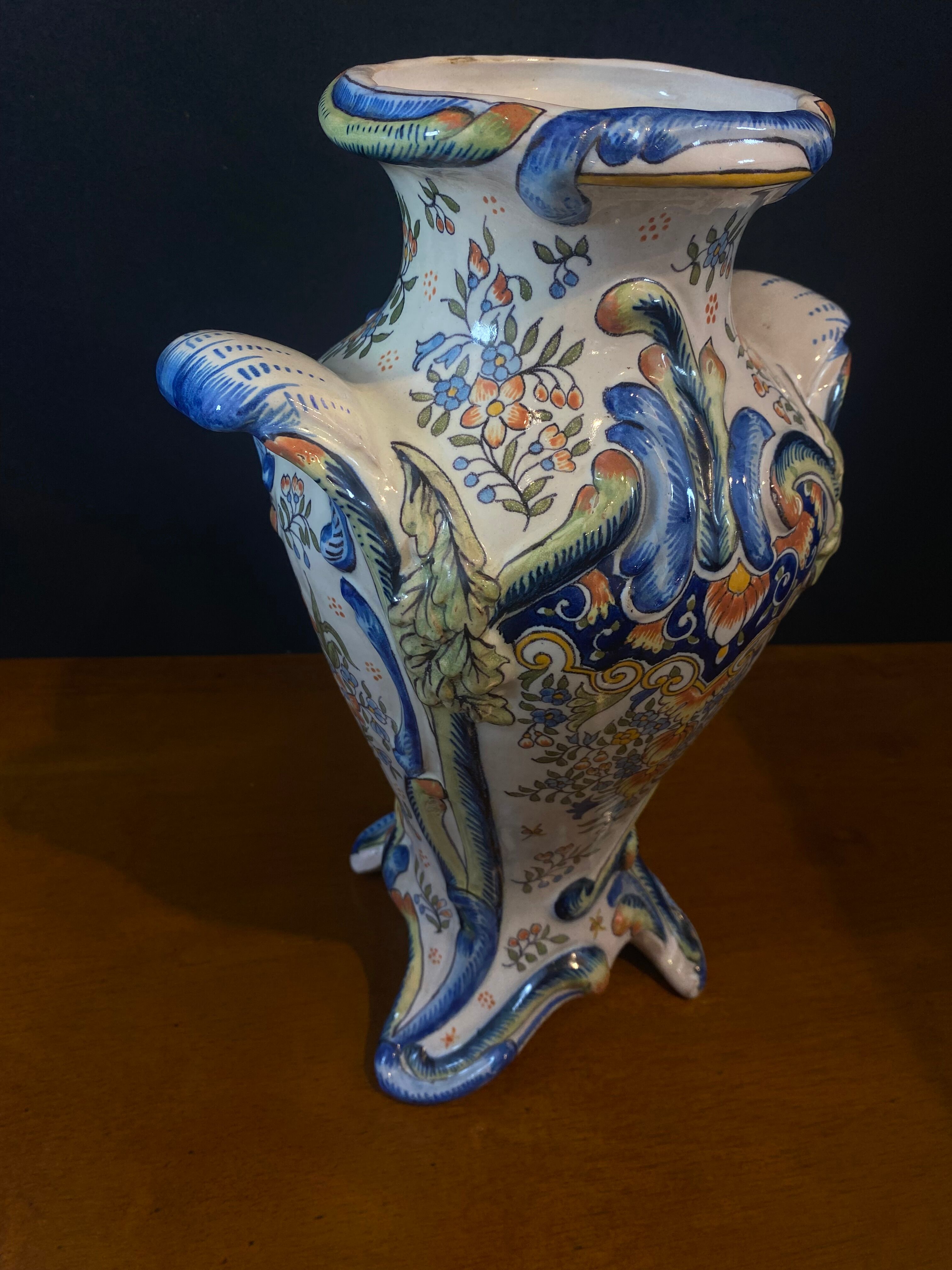 Pair of Desvres vases, signed Jules Verlingue, 1900