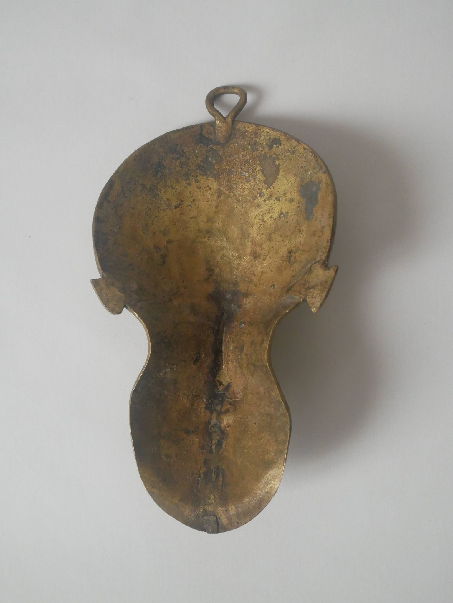Brass mask wall sculpture African art handmade ethnic tribal decorative object