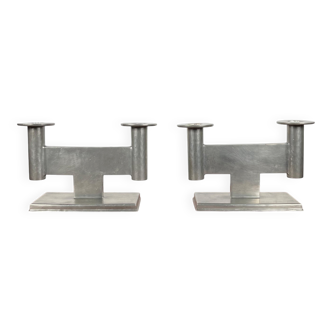 Minimalist chandelier model 551 in German tin by Karl Raichle for Meersburg, 1930s, set of 2.