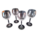 4 large crystal wine glasses (from Lorraine?)