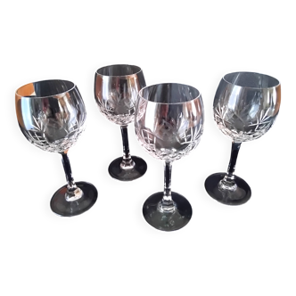 4 large crystal wine glasses (from Lorraine?)