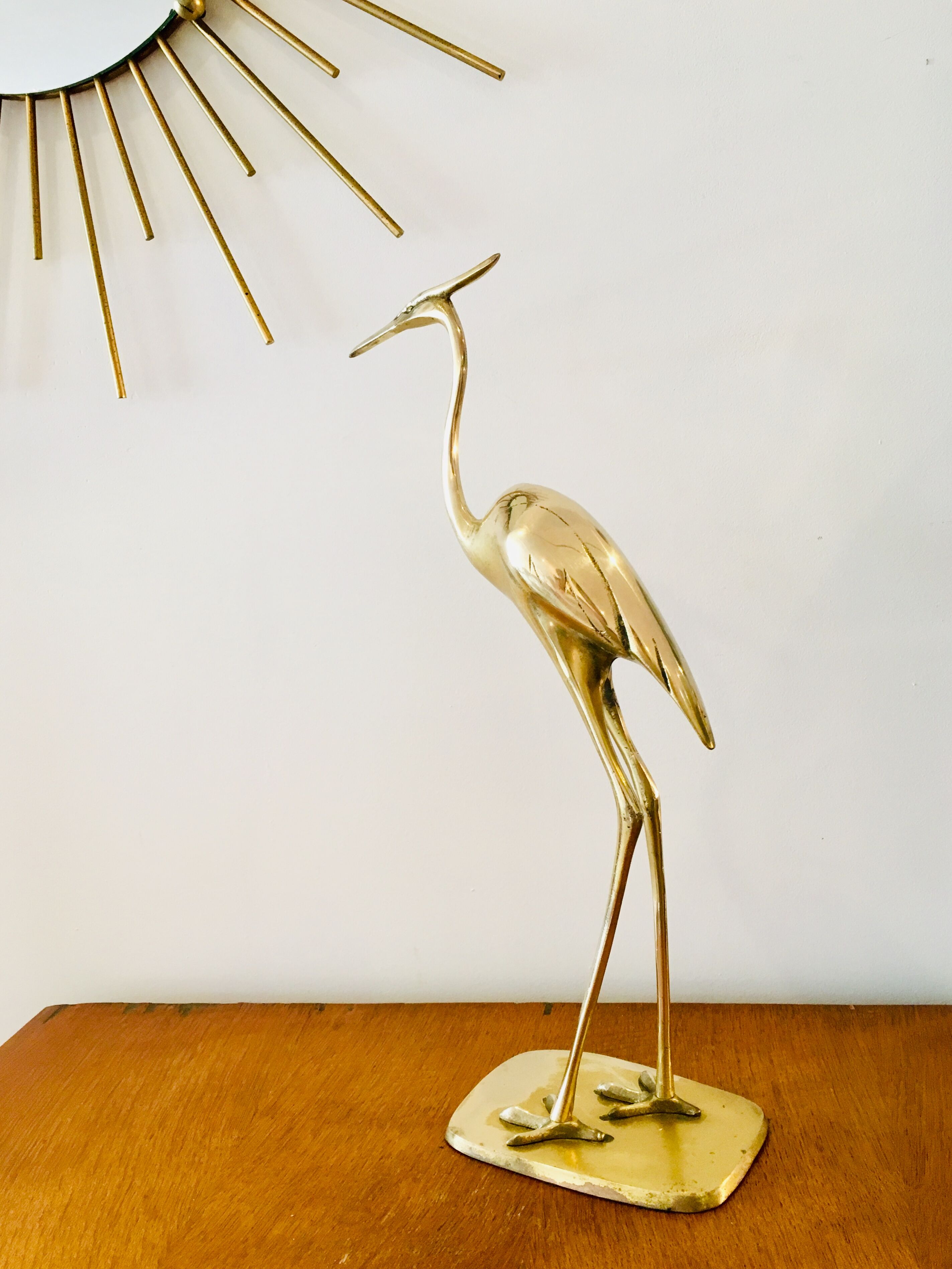 Vintage brass heron