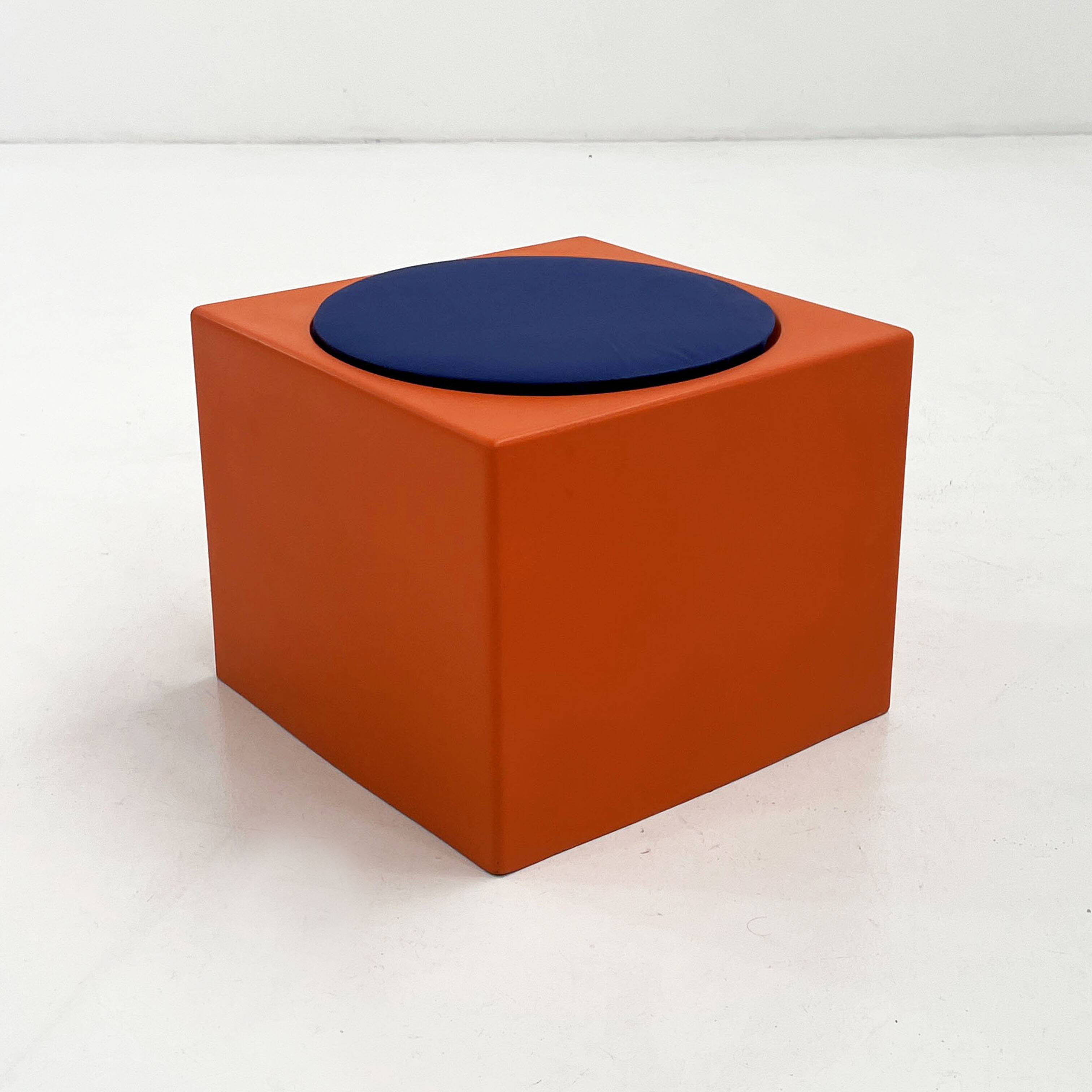Orange and blue stool Il Kubile by MIM Roma, 1970