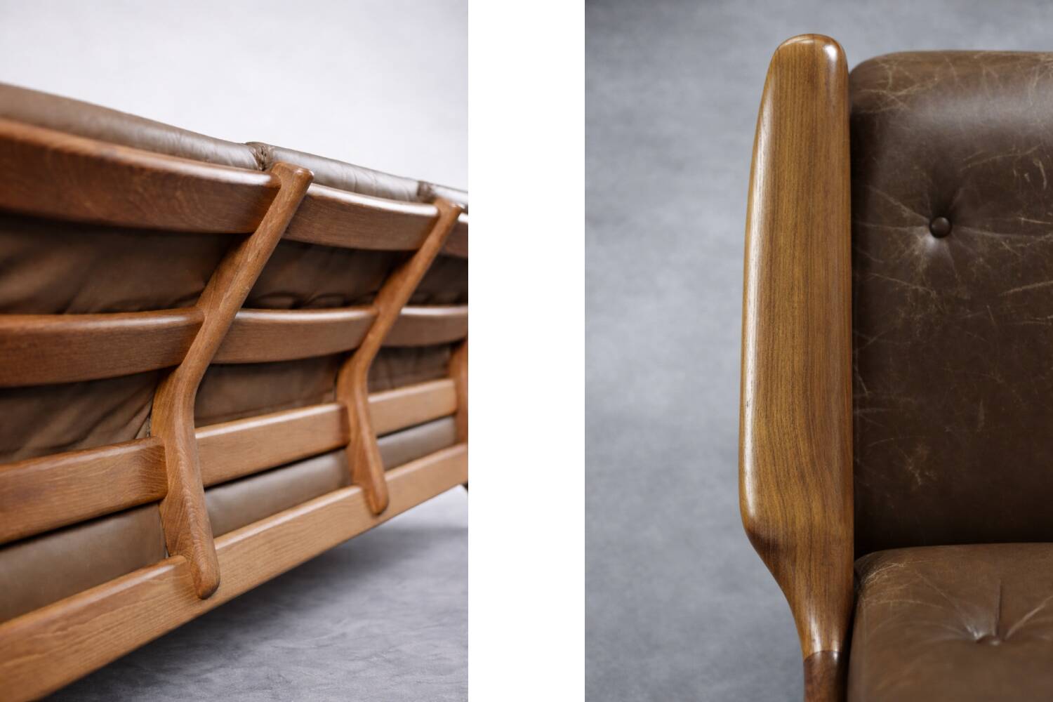 Vintage Mid-Century Danish Modern 3-Seater Brown Leather Sofa by Georg Thams