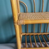 Rattan and wicker wall or floor shelf