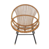 Rohe Noordwolde rattan lounge chair, The Netherlands 1950's
