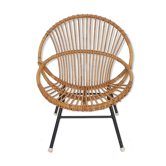 Rohe Noordwolde rattan lounge chair, The Netherlands 1950's