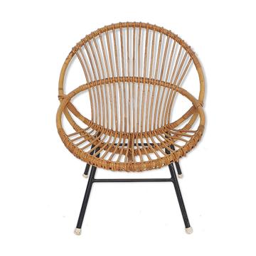 Rohe Noordwolde rattan lounge chair, The Netherlands 1950's