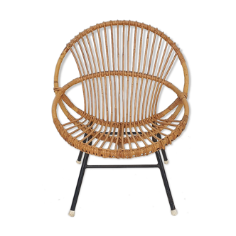 Rohe Noordwolde rattan lounge chair, The Netherlands 1950's