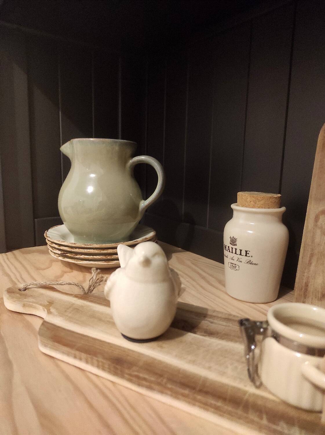 Black and wooden sideboard