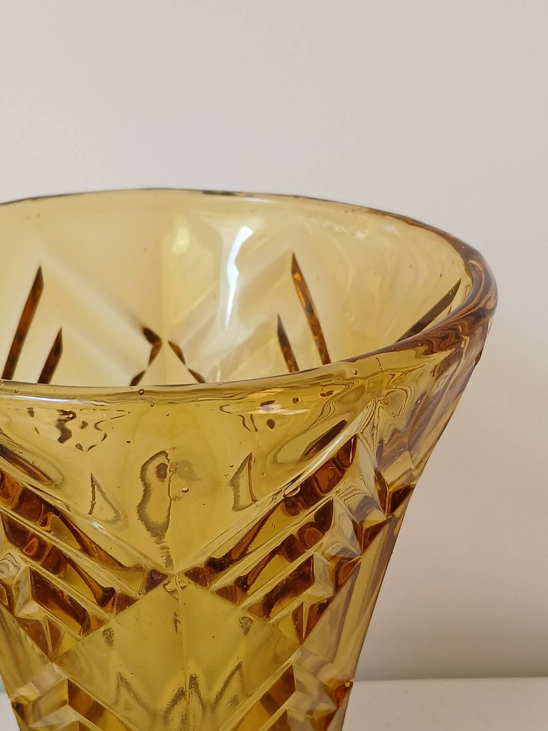 Amber yellow glass vase