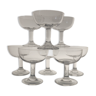 8 blown glass champagne glasses
