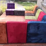 Canapé panoramique vintage modulaire 9 places