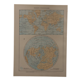 Original lithograph on currents (atmospheric and marine)