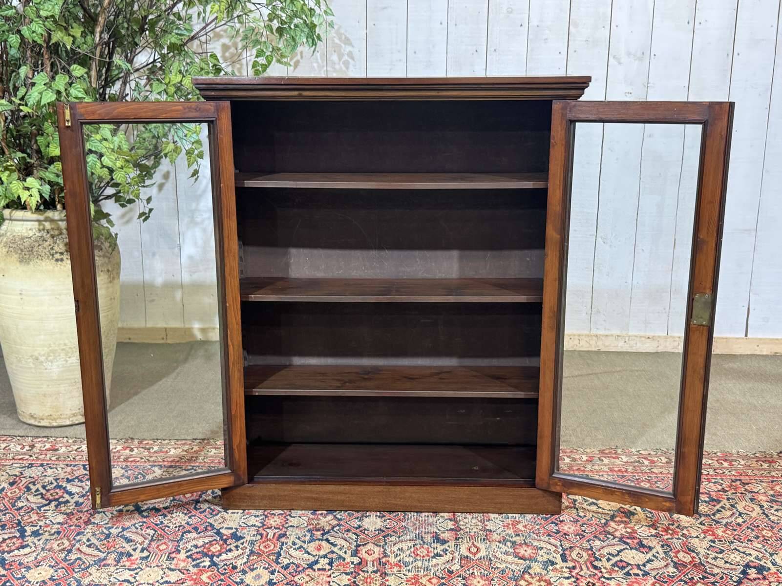 19th-century English mahogany display cabinet