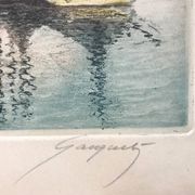 Eugène GAUGUET, 1872-1943.Les Sables d’Ollone.Eau-forte aquatinte