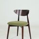 Modern Set of 2 Dining Chairs, Avocado Green Bouclè and Dark Wood