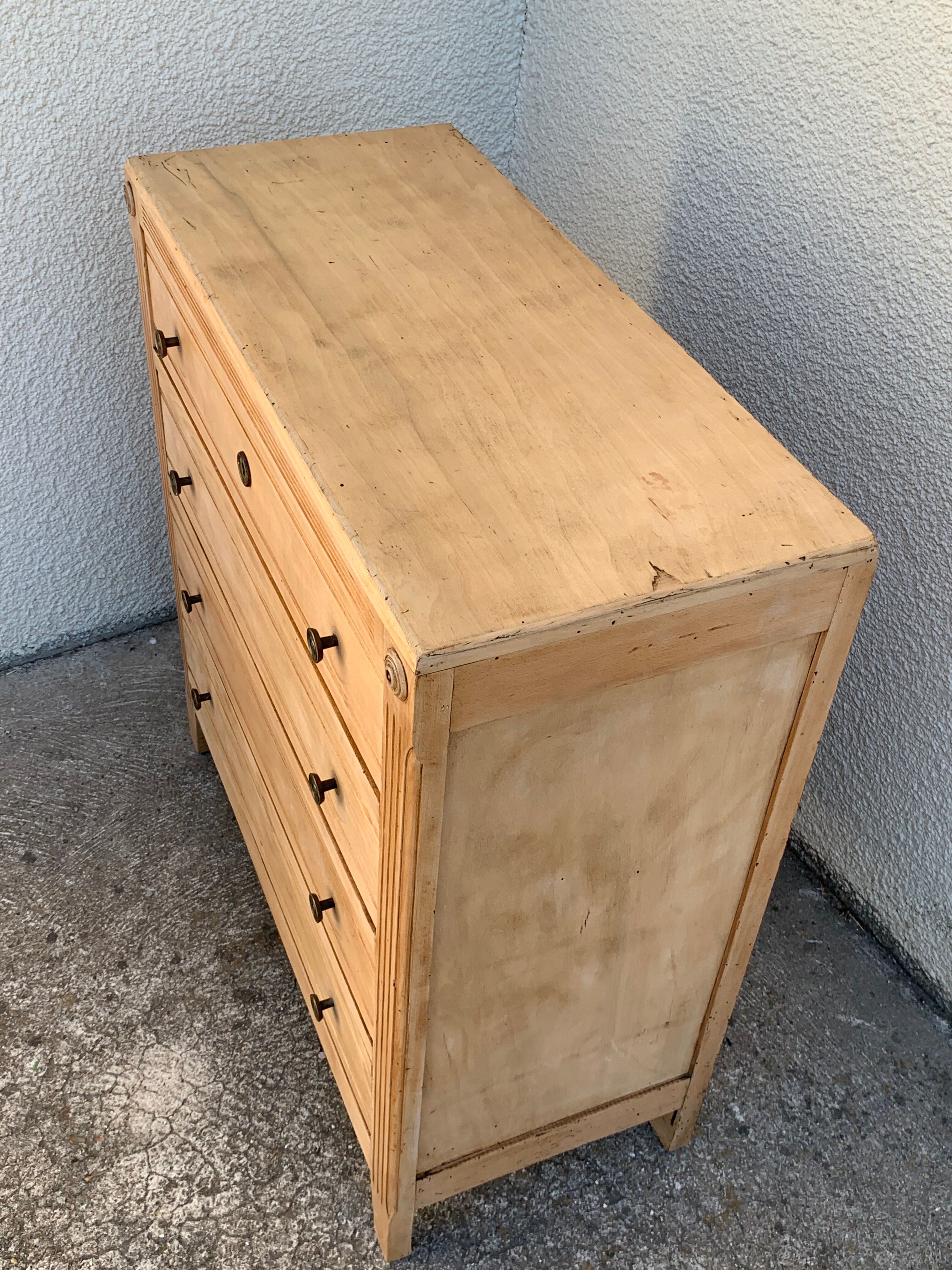 Parisian art deco chest of drawers raw wood