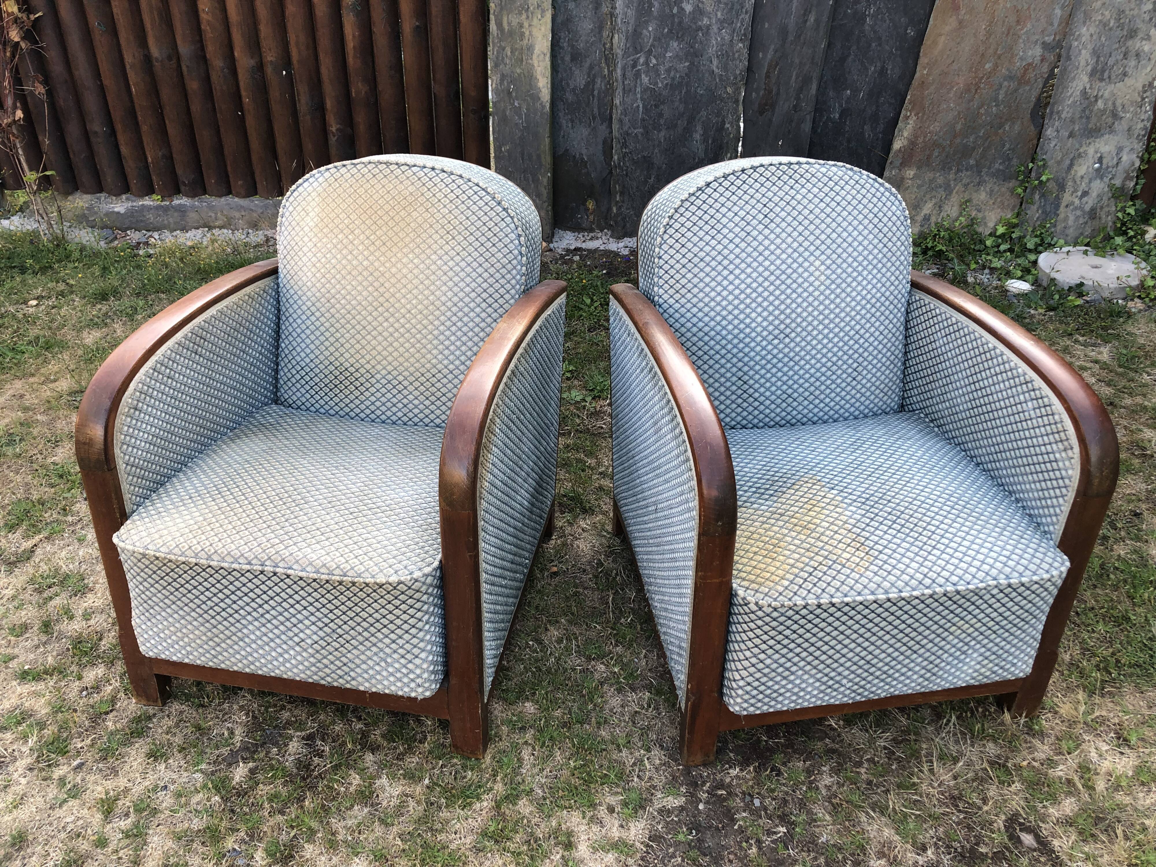Duo de fauteuils club vintage