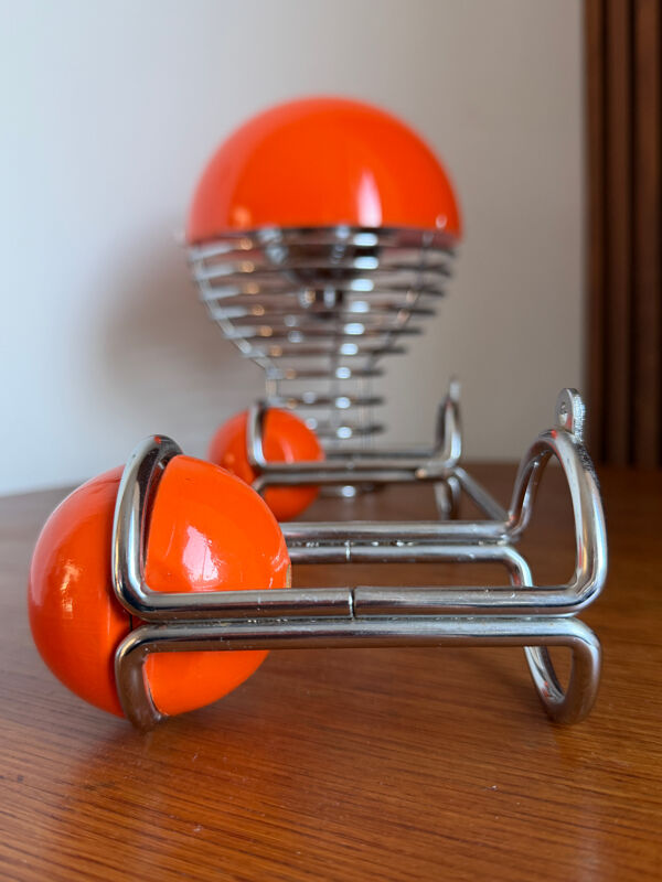 Patère double ''Boule'' Orange & Chrome  Space Age