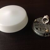 Round ceiling light in white opaline vintage 60s-70s