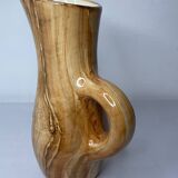 Wood imitation ceramic pitcher signed RDelarue
