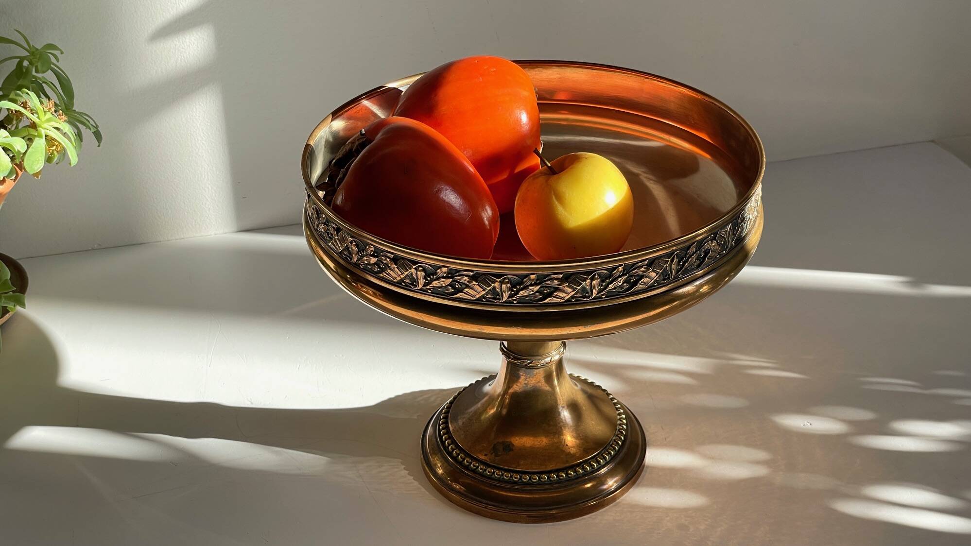 Silver Bronze Metal Fruit Bowl