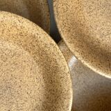 12 hollow plates caps in vintage Longchamp stoneware