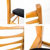 Set of 6 Mid Century Wooden Chairs Danish Design Bar Chair Vintage Black Upholstery MCM Re