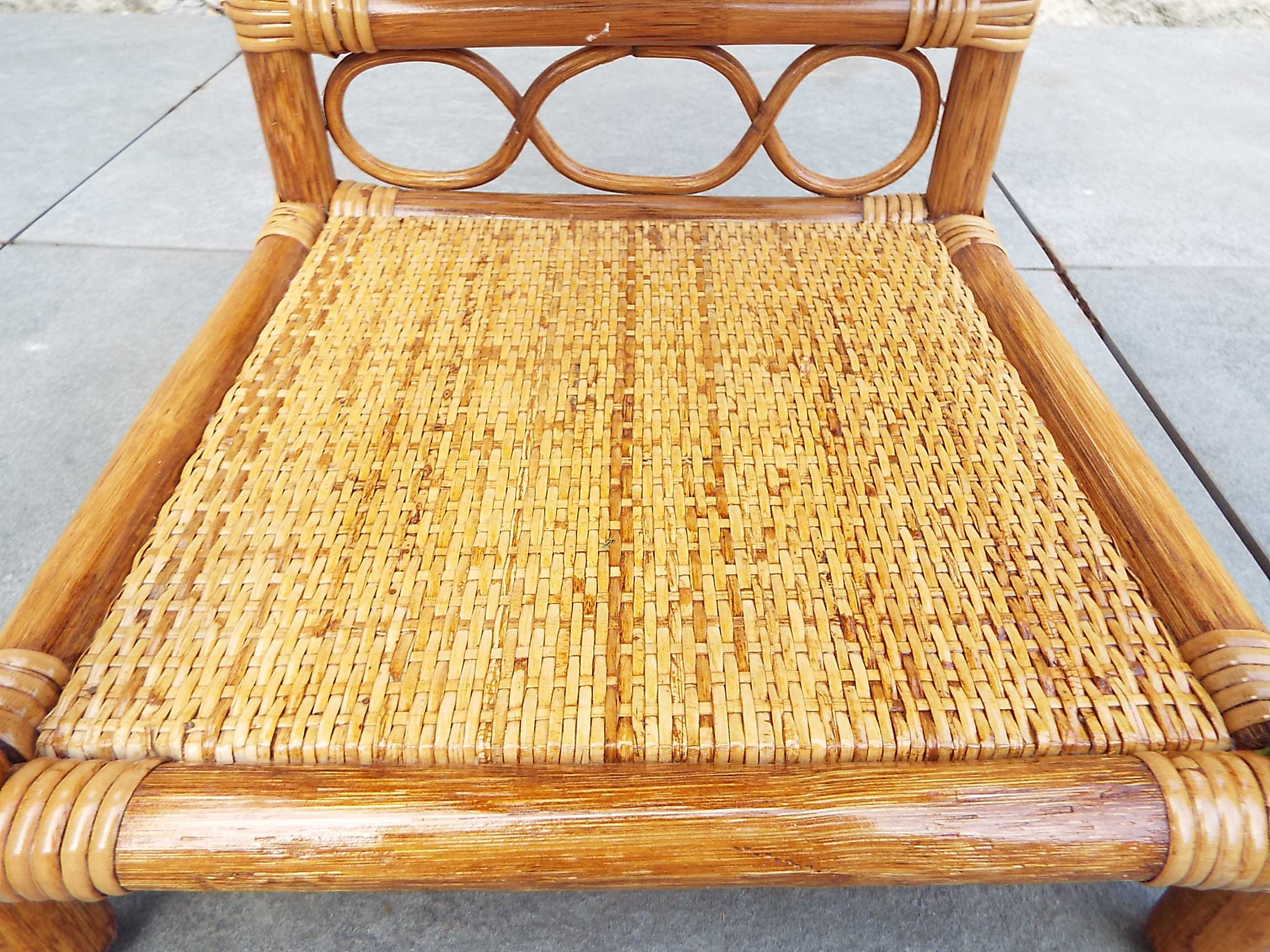 Rattan and bamboo bedside table