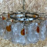XL 60s 70s Murano Glass Chrome Chandelier Chandelier Glass Space Age 60s v