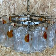 XL 60s 70s Murano Glass Chrome Chandelier Chandelier Glass Space Age 60s v