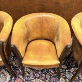 Set of Classic English Sheep Leather Chairs
