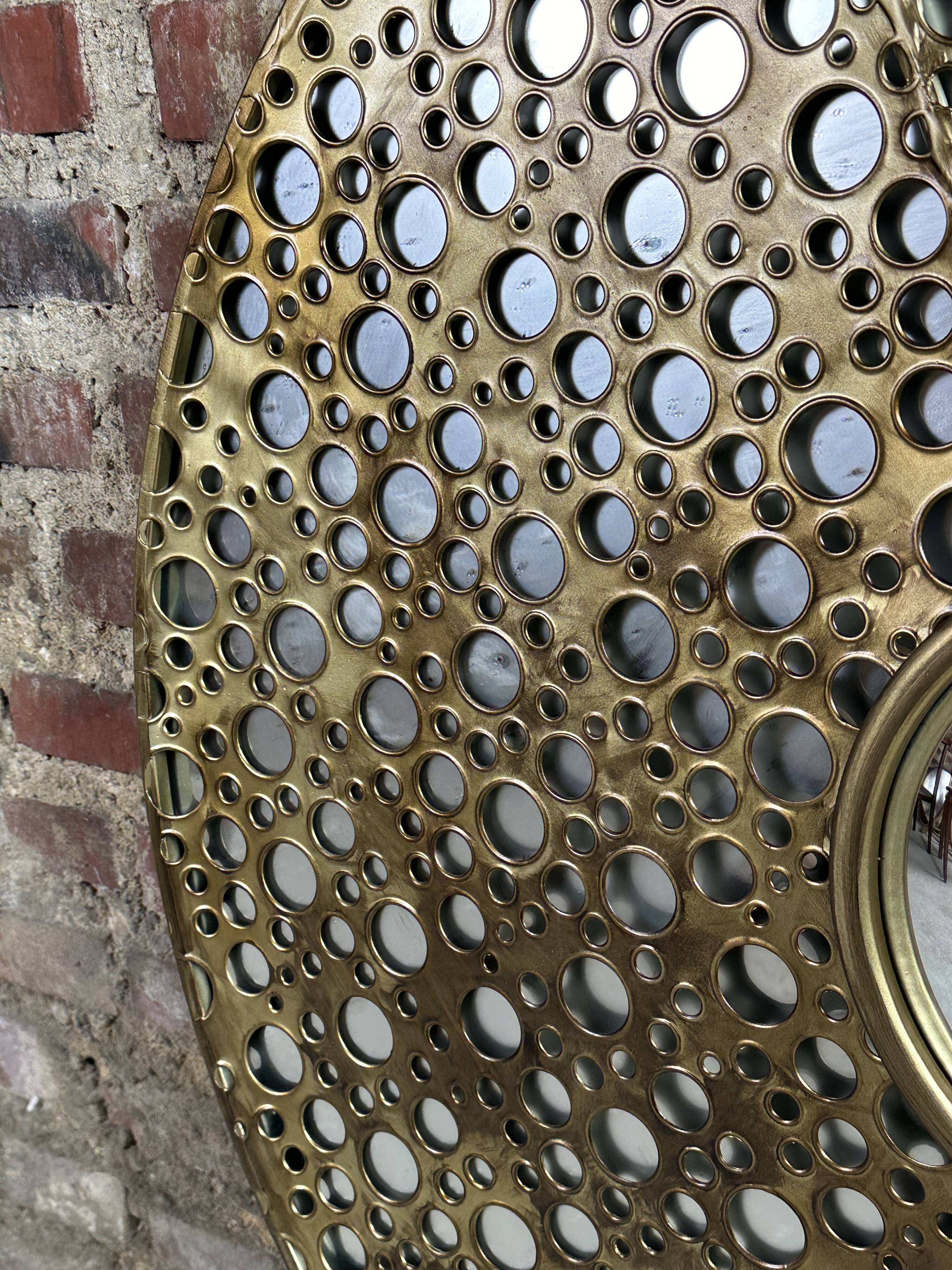 Sun mirror in gold metal Diam 100 cm