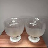 Pair of two-tone globe wall lights