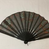 Showcase object, fan frame wood silk art deco décor early twentieth century