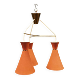 Hanging lamp with three shades/light sources, probably designed by Bent Karlby in the late 1950s