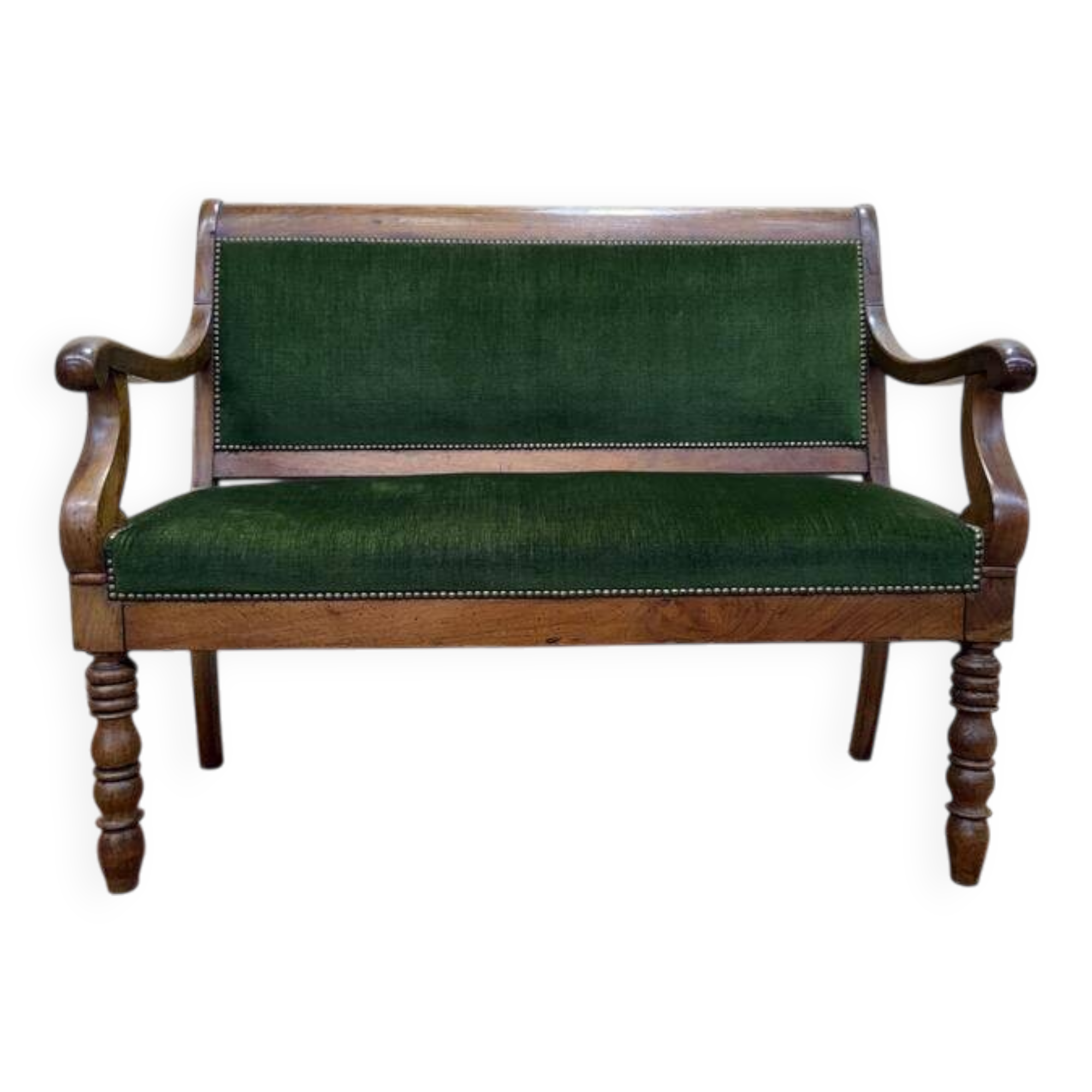 Petite canapé - banquette époque Restaurarion en noyer