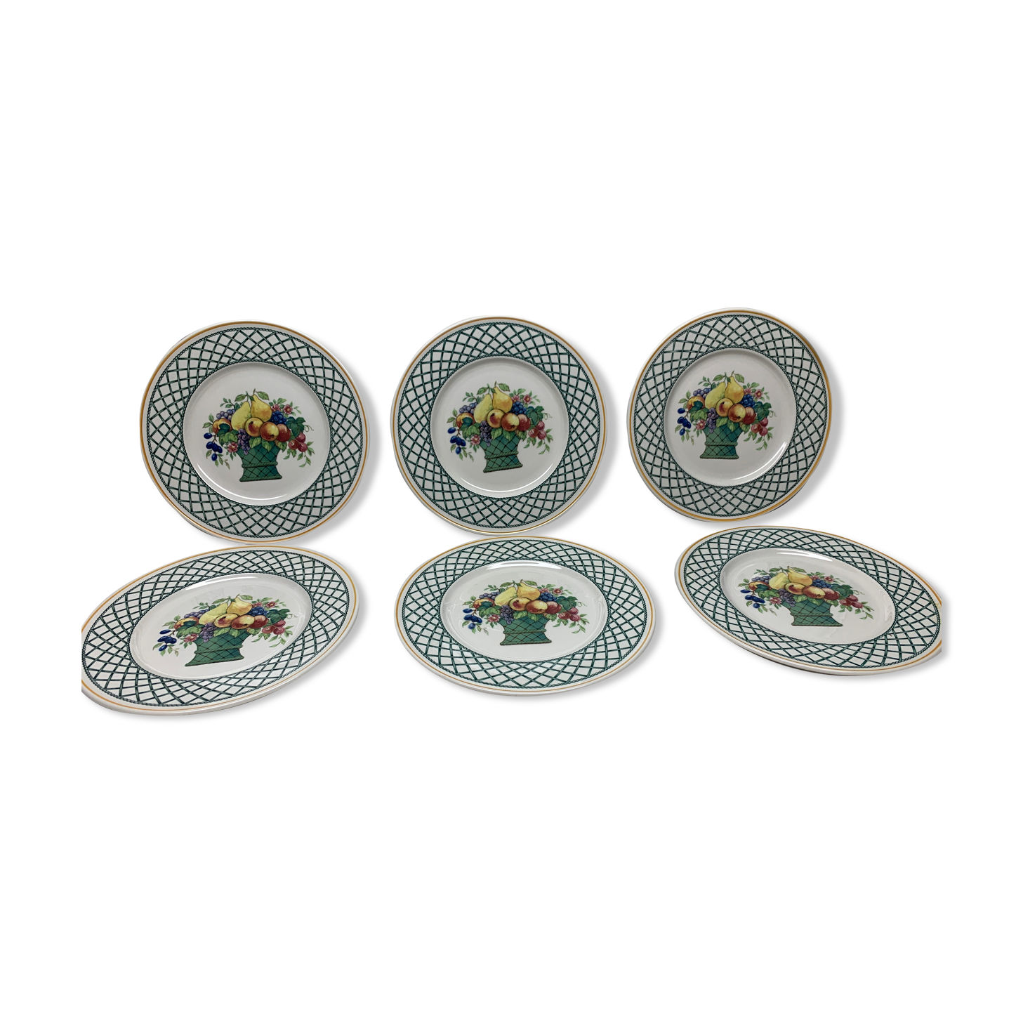 Lot 6 dessert plates villeroy & boch basket