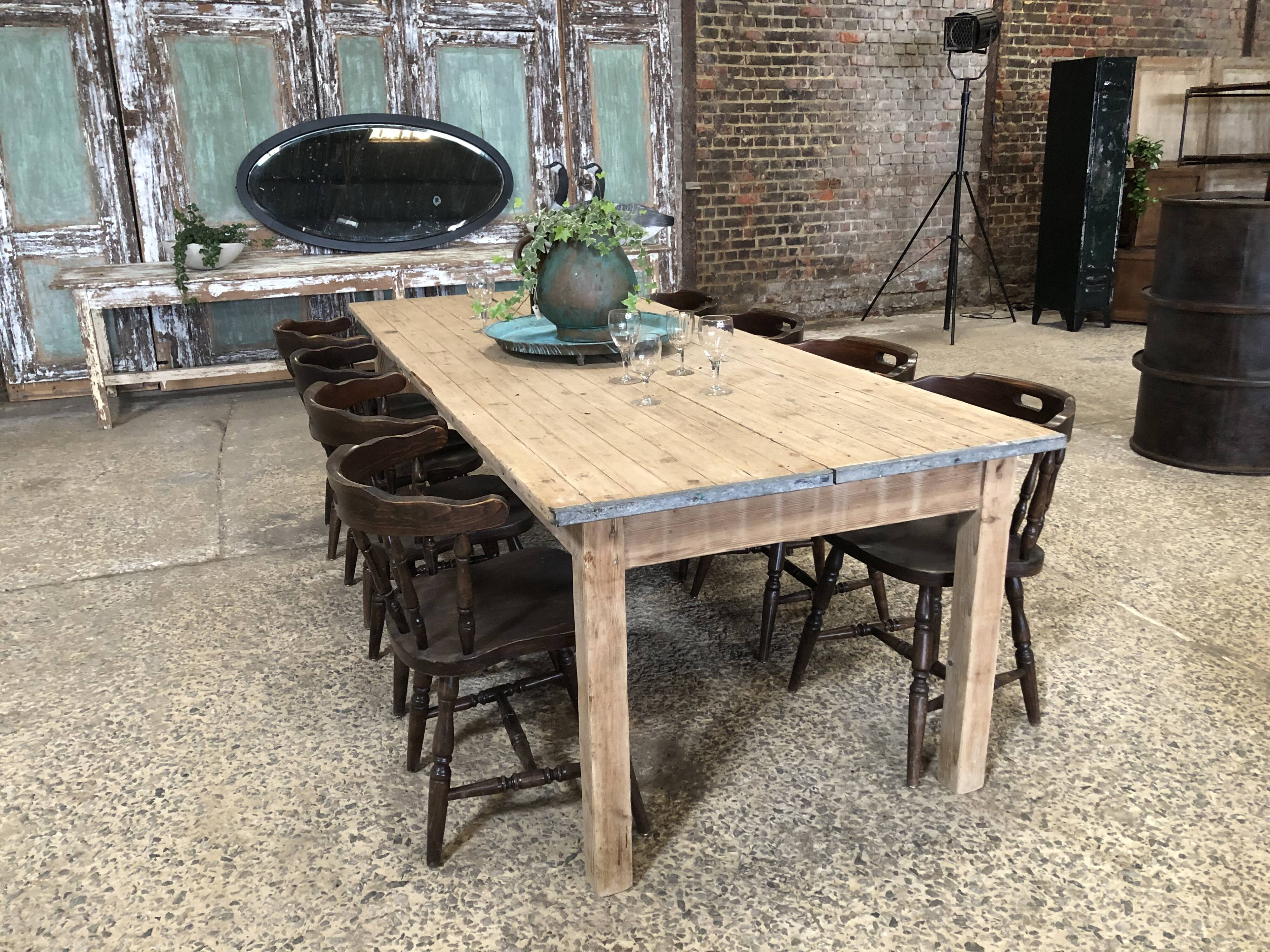 Washed-out wooden dining table