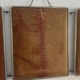 Miroir triptyque barbier brique vintage 1950 - 30 x 76 cm