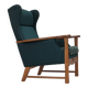 1970s, Danish high back armchair, furniture wool, solid oak wood.