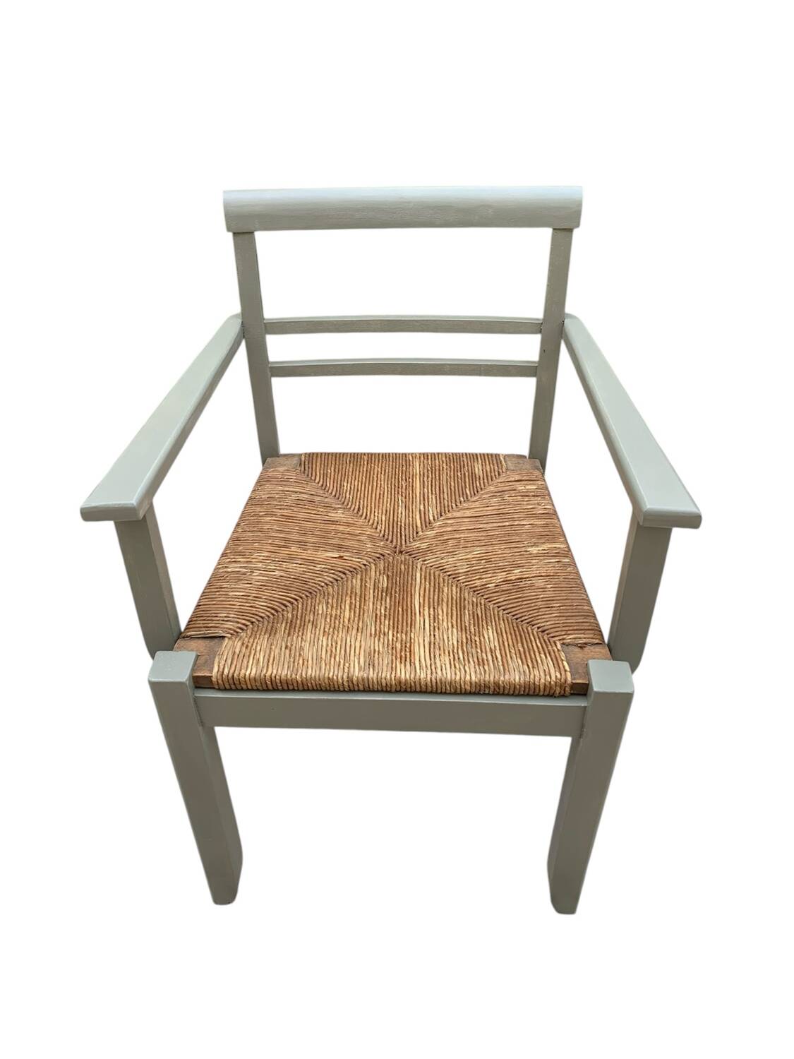 Wooden straw armchair