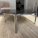 Chrome and smoked glass coffee table
