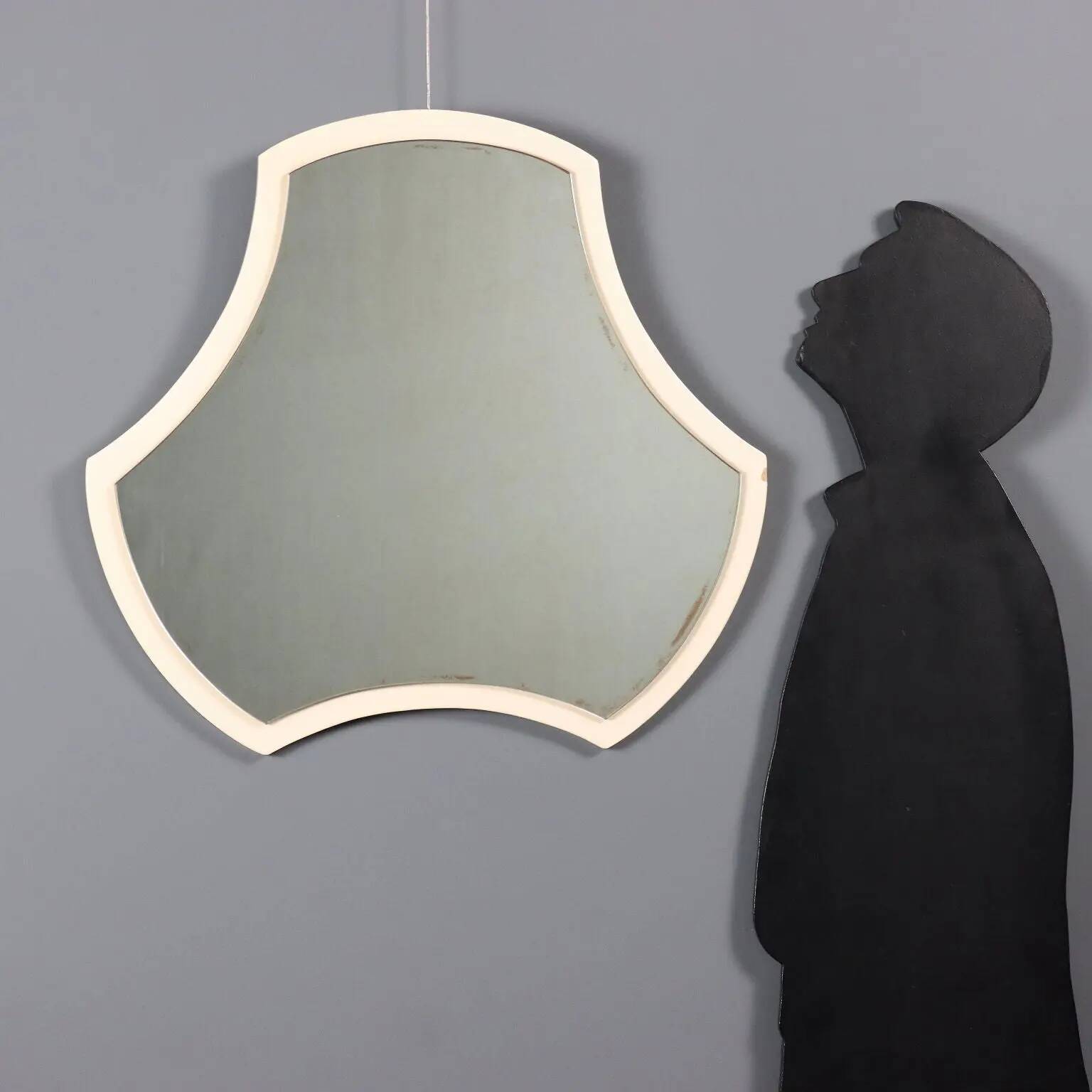 Vintage lacquered wood and mirror glass mirror, design, Italy, 1970s