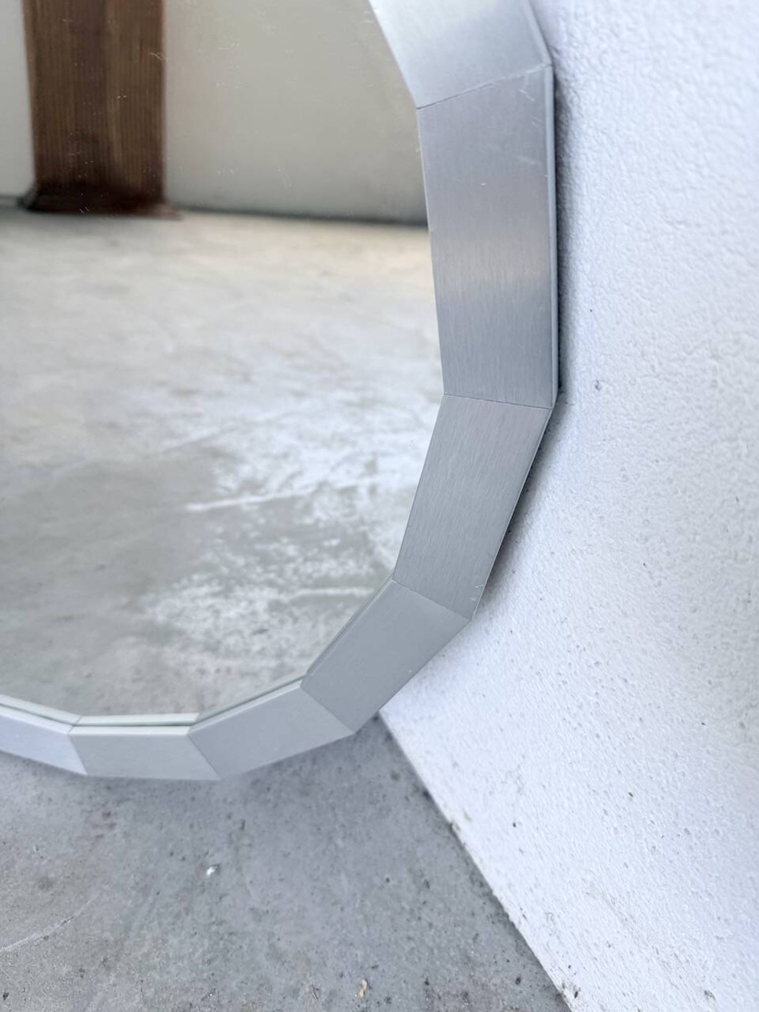 Miroir hexagonal métal brossé 1970