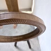 Woven wicker round mirror 1960