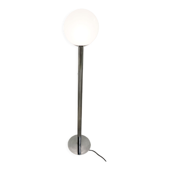 Lampadaire vintage chromé et verre, années 1970